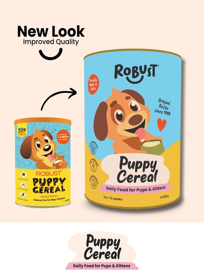 Robust Puppy Cereal (Original Recipe) 450g Pack | Starter Food for Puppies & Kittens | Probiotics & Natural Ingredients | 100% Vegetarian - Image 5